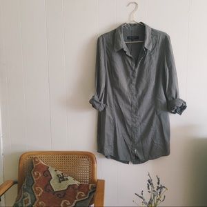 Rag & Bone grey button-up cotton blouse